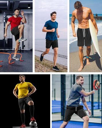 Комплект чоловічих спортивних шортів NY Threads (5 шт), швидкосохнучі, легкі, для бігу, фітнесу та тренувань, XL, чорні