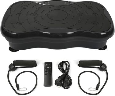 Вібраційна платформа Willonin для схуднення з LCD-дисплеєм, Bluetooth, USB, 2 стрічки опору, пульт керування, чорний колір