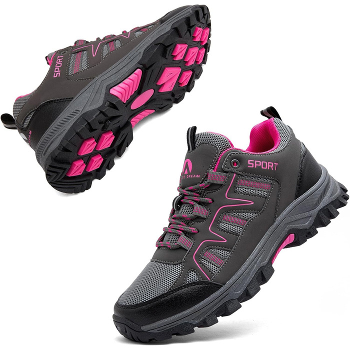 Туфлі для хайкінгу/трекінгу чоловічі та жіночі. Легкі, дихаючі туристичні черевики. Зелені (41 EU, Сірий, Рожевий)