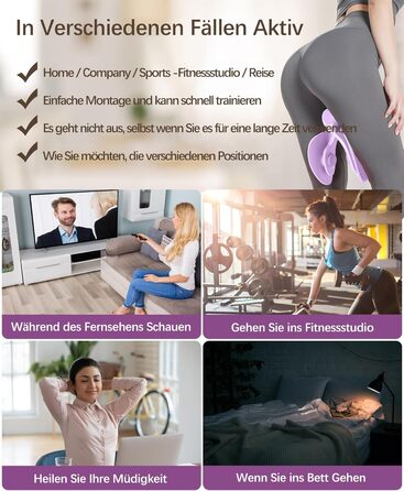 Тренування стегон та сідниць Oberschenkeltrainer 35lb для жінок та чоловіків. Тренажер для дому. Фітнес, спорт, 16 кг, фіолетовий