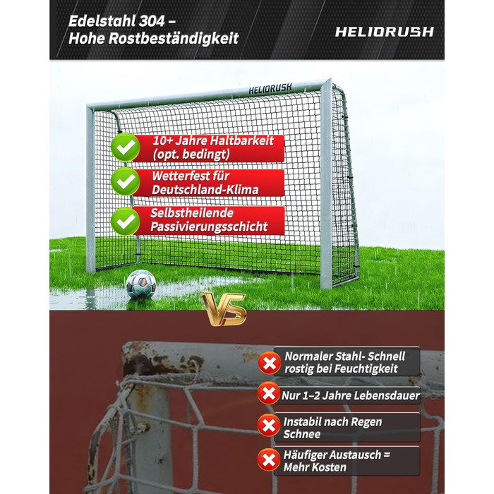 Футбольні ворота для саду та тренувань 300x200x120 см, сталевий каркас, нержавіюча сталь, 1000D сітка, стійкі до погодних умов