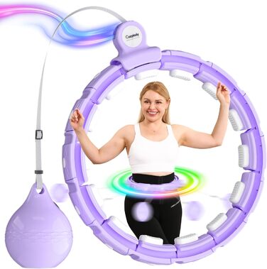 Смарт хулахуп Cozylady для дорослих з LED-підсвіткою, 121 см, із вагою, тихий і міцний, для схуднення, фіолетовий