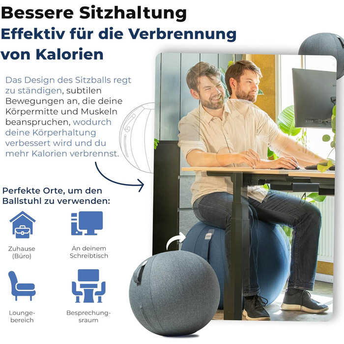 Фітбол для офісу та дому Ergonomisch - Ергономічне крісло-фітбол, 65 см, сірий