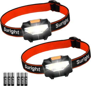 LED налобний ліхтар Suright, 2 шт. 140 люмен, 3 режими, водонепроникний, для бігу, риболовлі, кемпінгу, полювання, альпінізму, прогулянок з собакою