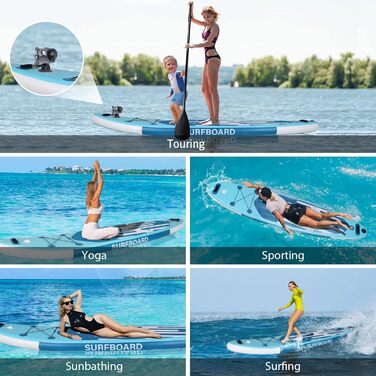 Надувна SUP-дошка YU YUSING 320/335x76x16,5 см з регульованим веслом, насосом, рюкзаком, страховочним шнуром, водонепроникною сумкою, для серфінгу, вантажопідйомність 150 кг