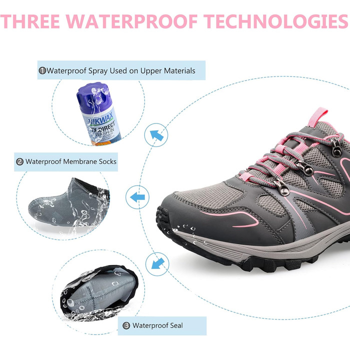 Черевики для трекінгу Riemot для чоловіків, рожево-сірі, 41 EU