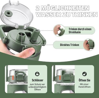 Скляна пляшка з трубочкою 1200 мл для напоїв