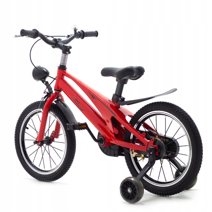 Дитячий велосипед 16 дюймів із бічними колесами, червоний