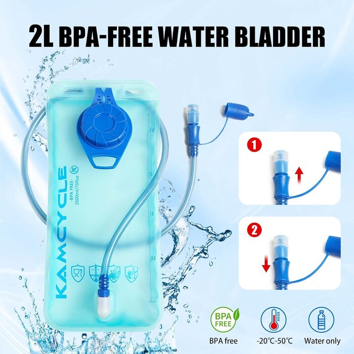 Гідратаційний рюкзак KAMCYCLE з термовідсіком і 2л питною системою, BPA-free, з відбивачами для бігу, велосипеду та спорту
