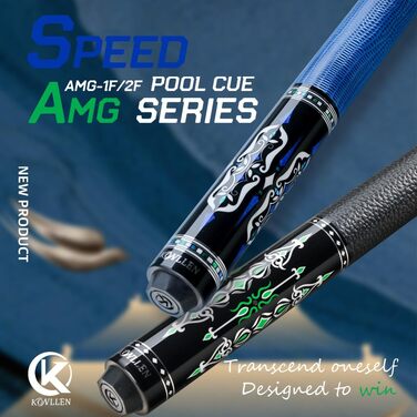 KONLLEN Billardqueue з карбону, 58 дюймів: професійний більярдний кий для дорослих, повна карбонова технологія, низький опір, наконечник 12,5 мм (Pro Taper, ультрагладкий) (AMG-2F-Blue)