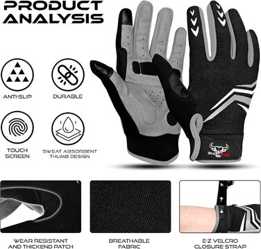 Велосипедні рукавички BEAST RAGE з посиленням, чорні, для MTB, BMX, шосе, чоловічі та жіночі, антиковзаючі, з амортизацією, для сенсорних екранів