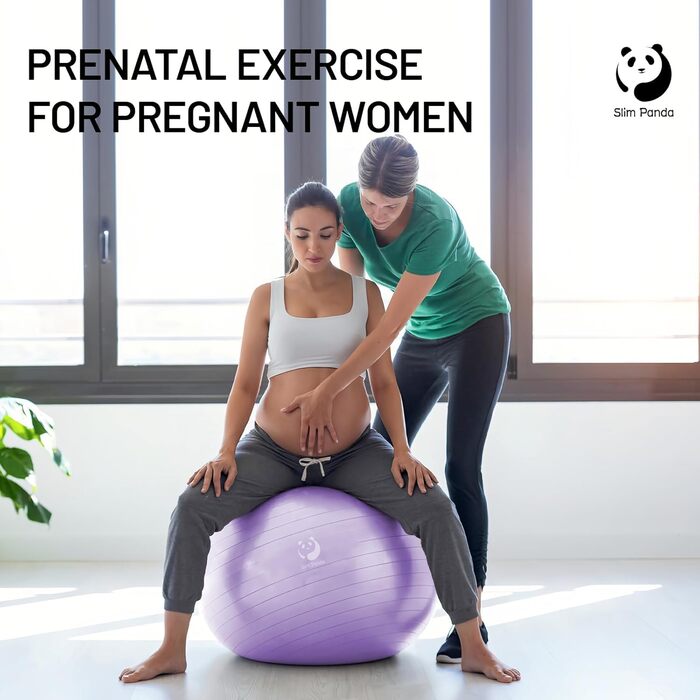 Гімнастичний м'яч Slim Panda 55-85 см, антивибуховий фітбол з насосом для фітнесу, терапії, вагітних і літніх людей