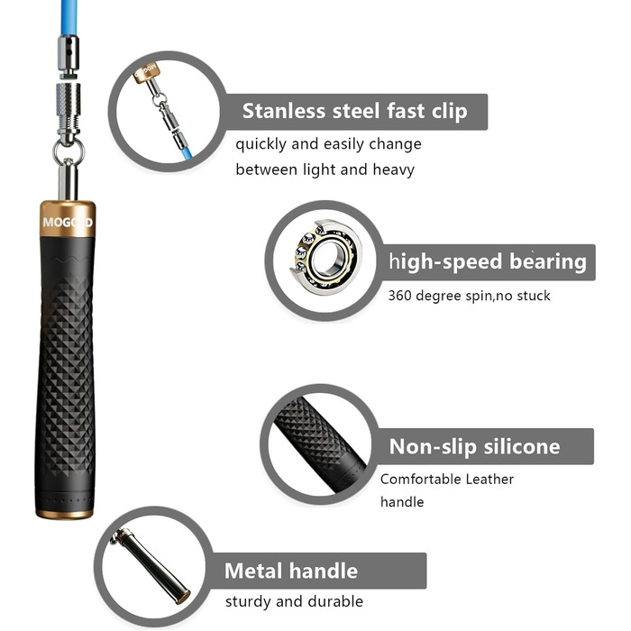 Набір скакалок з обтяженням, 3 PVC-кабелі, 299,7 см, нековзні ручки з швидким закриттям, сумка для перенесення, чорно-червоний/Подорож, однотонний (Getaway Solids)