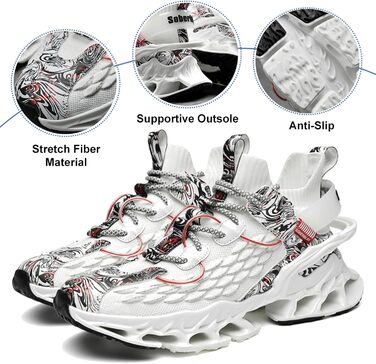 Чоловічі бігові кросівки для вулиці: легкі, зручні, дихаючі, з антиковзкою підошвою. Ідеальні для спорту, фітнесу, джогінгу та активного відпочинку. Розмір 41.5 EU, колір білий.