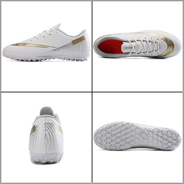 Дитячі футбольні бутси для хлопчиків та дівчаток, Indoor/Outdoor, Anti-Slip, з амортизацією (36 EU, Білий)