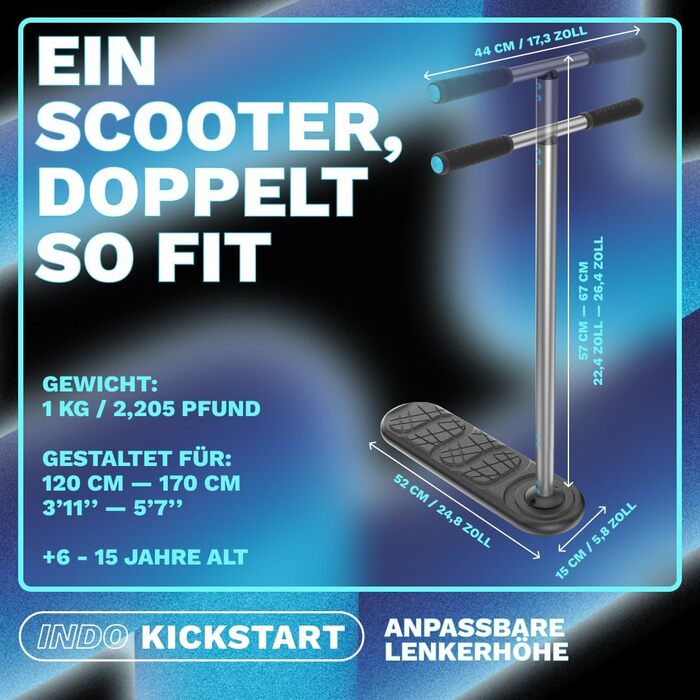 Трюковий самокат Indo Trick Scooter для підлітків, дітей та дорослих - для вулиці та приміщення (6-15 років)