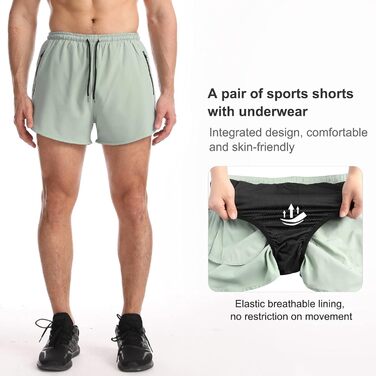 Шорти спортивні чоловічі Suwangi, короткі, швидковисихаючі, з внутрішньою сіткою, спортивні шорти з кишенею (XL, світло-блакитний)