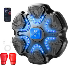 Інтелектуальний музичний бокс-машина Innopower з LED, Bluetooth, 9 режимів швидкості, з боксерськими рукавичками, для дітей і дорослих, для тренування та зняття стресу