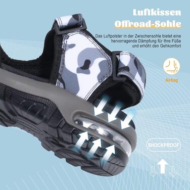 Чоловічі шкіряні сандалі Visionreast для пляжу, трекінгу та спорту. Закриті сандалі на липучках, чорні, 38 EU