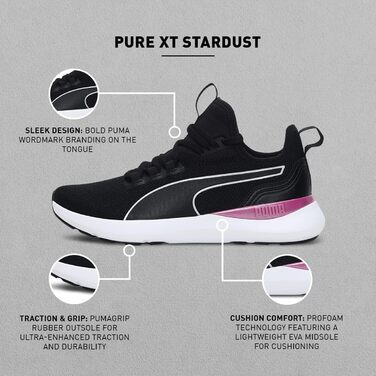 Жіночі гімнастичні черевики PUMA Pure Xt Stardust, Puma Black Deep Orchid (37 EU)