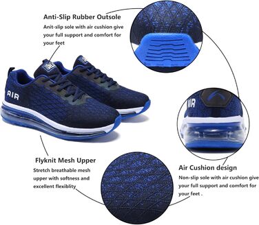 Кросівки для бігу Azooken: чоловічі та жіночі, для занять спортом, джогінгу, тенісу, бігу по вулицях, повсякденного носіння, активного відпочинку, фітнесу, трейлраннінгу. Розміри 36-47. Колір: білий, синій.