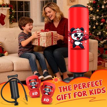 Груша боксерська дитяча Ninonly з рукавичками для боксу, карате, тхеквондо (130 см, Панда)