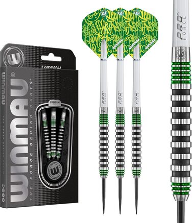Дротики для дартсу WINMAU Advance 500 Series 22 г з зеленими оперенням і стержнями