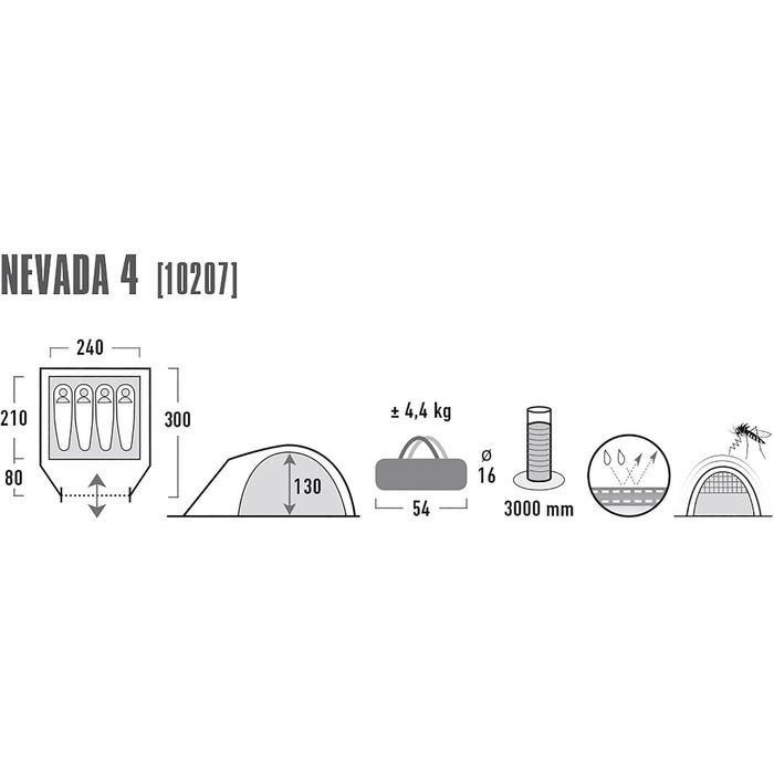Купол High Peak Nevada 4 - намет для кемпінгу на 4 особи, водонепроникний, з тамбуром та москітною сіткою (темно-сірий/червоний)