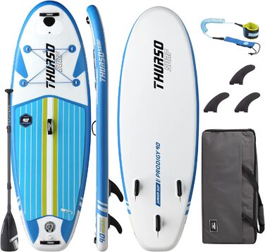 Дитяча надувна SUP-дошка THURSO SURF Wunderkind 228×76×10 см, двошарова, з веслом із карбоновим держаком, 3 плавниками, шнурком і рюкзаком, бірюзова