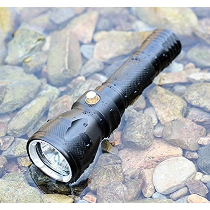 WESLITE Захисна налобний ліхтар для дайвінгу, LED налобний ліхтар 1800 Люмен, водонепроникний (IPX-8) для підводного плавання, 4 режими, 100м глибина, з акумулятором та зарядним пристроєм