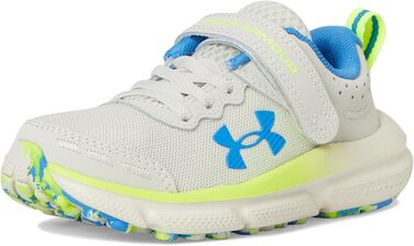 Дитячі кросівки Under Armour Assert 10 для хлопчиків, Pre School, чорно-білі, розмір 10.5 Toddler (110 Summit White High Vis Gelb Blau Atlantis)