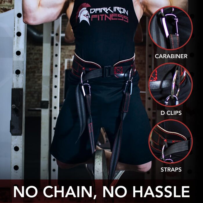 Лідерний пояс для віджимань Dark Iron Fitness з нейлоновою петлею для додаткових ваг (до 122 кг) - 100% шкіряний пояс для чоловіків та жінок, бодібілдингу - аксесуари для спортзалу