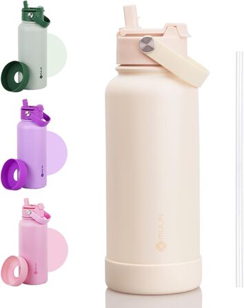 Термос MULIN з нержавіючої сталі, 1 л, пляшка для води, BPA-Free, для газованої води, ізольована з трубочкою, герметична, для дітей, спорту, фітнесу