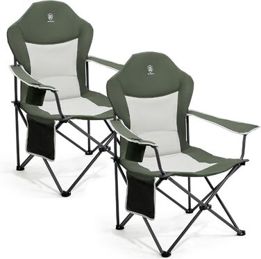 Крісло для кемпінгу EVER ADVANCED Luxus, 160 кг, велике, з високою спинкою, комфортне, з підлокітниками, 2 шт., зелене